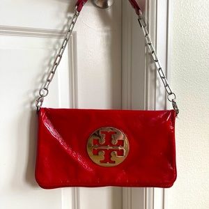 Tory Burch Red Chain Linked Patent Leather satchel